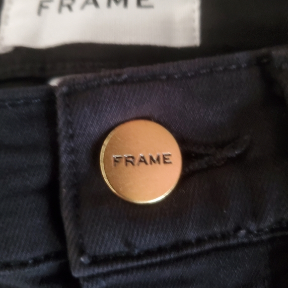 Frame Denim Le High Flare Black Jeans Stretch High Waisted Film Noir Size 24 - Picture 6 of 13